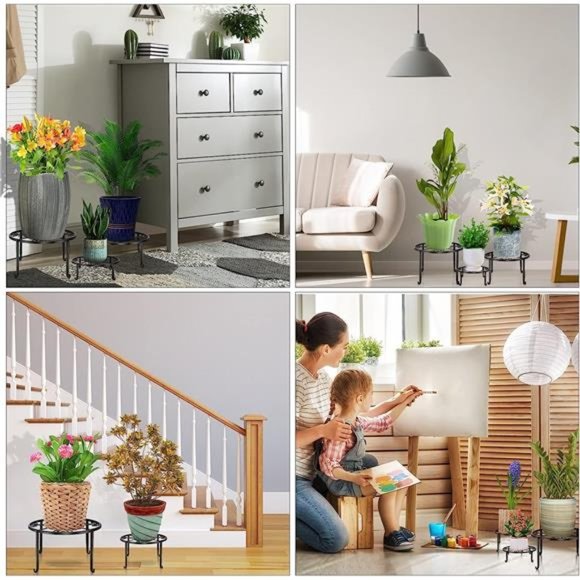 5 Pack Metal Stand for Outdoor Indoor Heavy Duty Flower Pot Stands for Plant - Picture 2 of 6